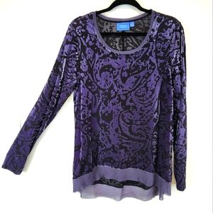 Simply Vera Vera Wang burned purple velvet xlarge stretchy long sleeves top